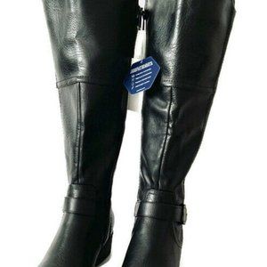 Croft&Barrow Wide Calf Women's ZipUp Buckle Accent Boots ARMORWCBLACK 6 M